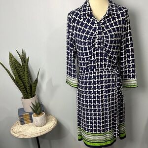 Laundry By Shelli Segal Geometric 3/4 Sleeve Dress Size 12